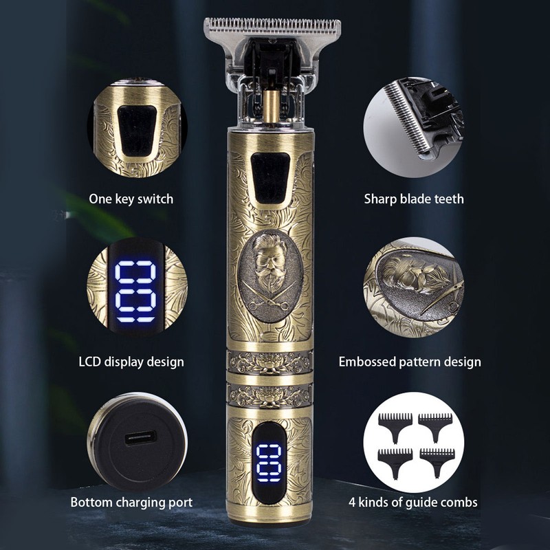 Electric Hair Trimmer Clipper USB Portable Professional Retro Hair Cutting