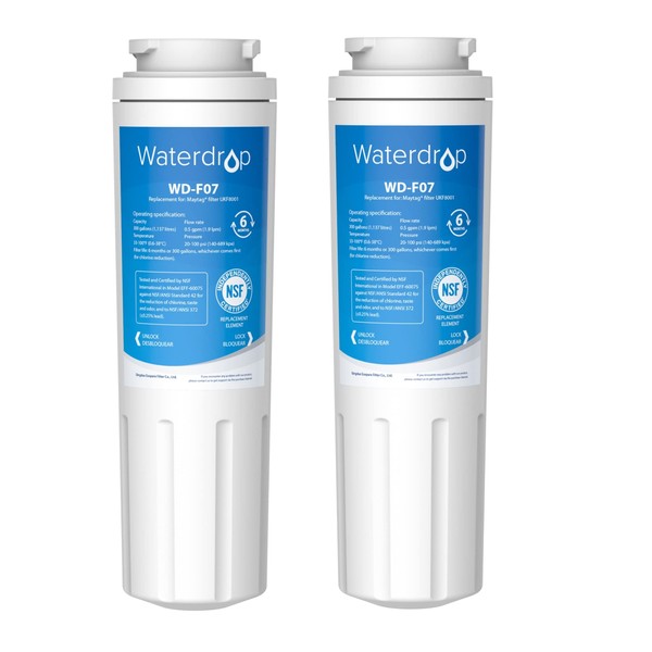 2X Waterdrop UKF8001 Fridge Freezer Water Filter, Replacement for Maytag® UKF8001, Amana®, Jenn-Air®, Puriclean® II PUR, UKF8001AXX, UKF9001; Whirlpool® / 4396395, EDR4RXD1, Viking RWFFR, SK535