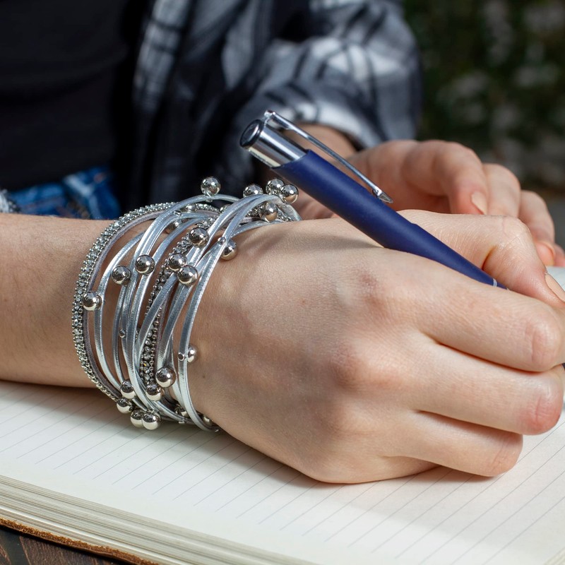 Pulsera Mujer Gris │ Multipulsera con broche de cierre │