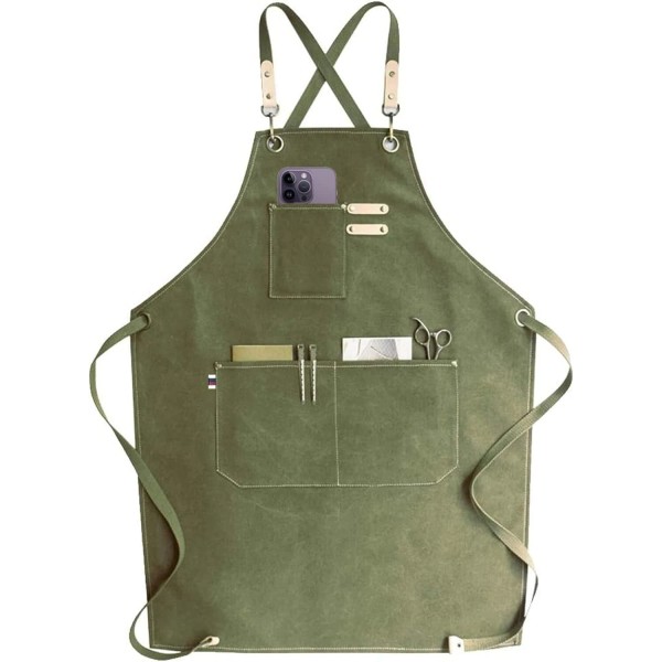 carrotez Chef Apron, Waterdrop Resistant Cotton Canvas Cross Back Adjustable