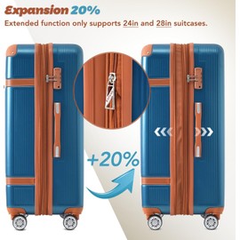 Merax Hardshell Luggage Sets 3 Piece double spinner 8 wheels Suitcase with TSA Lock Lightweight 20''24''28'' (Blue)