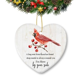 Cardinal Christmas Ornaments Heart-Shape Ceramic Ornament Xmas Tree Holiday Home Decorations Gifts in Memory of Lossed Family Friends