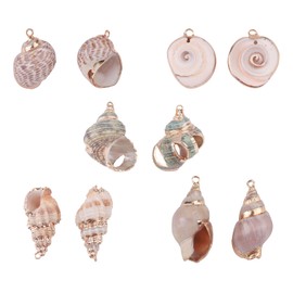 10PCS Conch Shells Charms, Natural Seashells Pendants, Electroplated Shells Charms, Summer Ocean Sea Dangle Charms for Necklace Bracelet Earrings Jewelry Making DIY Crafts