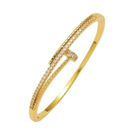 SIXDUTON Bangle Bracelet with Cubic Zirconia, Women, 14K Gold Glitter Bracelet, Adjustable Friendship Bracelets, Jewellery Gift for Women, Girls, Wife, Mother, One size, Copper, No Gemstone