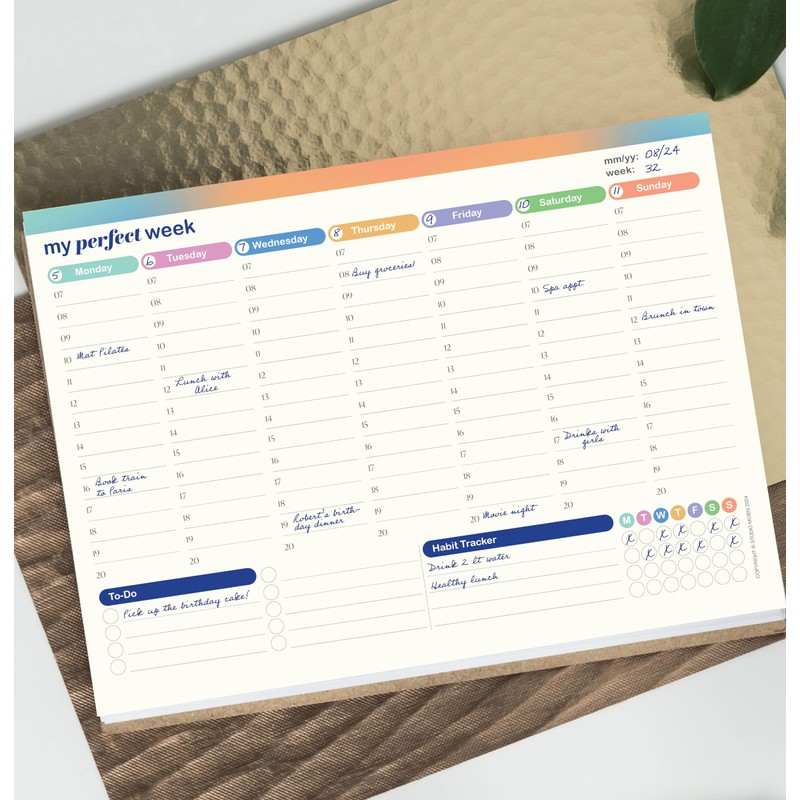 50 Sheets Weekly Planner A4 Size 29.7 x 21 cm