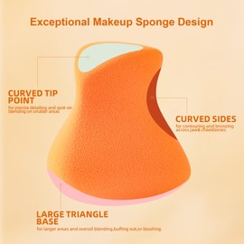 BEAUTYFACTOR Makeup Sponge Set 4 Pack,Latex-Free Beauty Sponge Blender for Liquid Cream Cosmetic,Ergonomically-shaped Makeup Sponges for Foundation