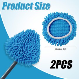 2 Pieces Chenille Microfiber Scrubber Mop Refills, Spin Mop Head Replacements for Vileda Ocedar Easywring 1 Tank System for Cleaning Floors, Glass and Walls, Washable and Reusable (Blue)
