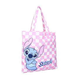 mybagstory - Pink Stitch Shopping Bag - Women - Teenager - Beach - Shopping - High School - College - Size 40 cm - Braces - Gift Idea, Stitch - Pink, fourniture scolaire