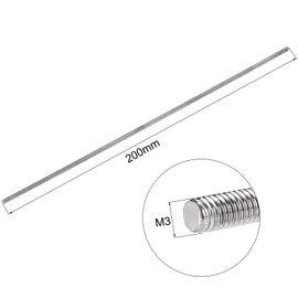 TOP-VIGOR 6Pcs M3 x 200mm Fully Threaded Rod, 304 Stainless Steel Right Hand Threads Rods, Fully Studding Rod Bar with 6Pcs Hex Nuts for Anchor Bolts, Clamps, Hangers and U-Bolts