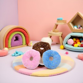 Yjemle 3Pcs Colorful Pet Toy Donut-Shape Squeaky Squeaker Puppy Dog Pet Cat Kitten Sound Chews Toy Random Color Sturdy and Practical Simple and Sophisticated Design，Toys，Dog Squeak Toys