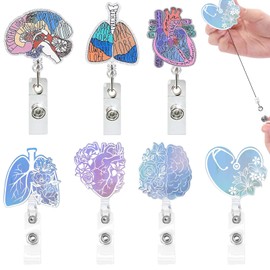 Marjoramy Anatomie Krankenschwester Abzeichenhalter,Einziehbare Herz Abzeichenhalter mit Krokodilklemme Namensschild Ausweishalter Kreative Muster Krankenschwester Accessoires Arzt Büro Klinik