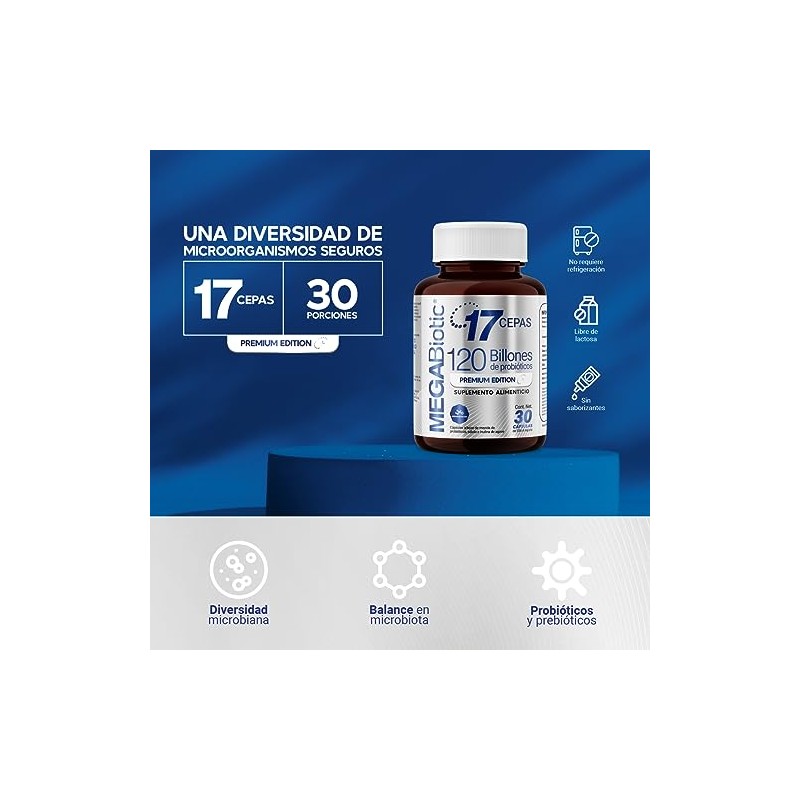 Megabiotic Probióticos 120 Billones Cepas Cápsulas 536mg Porción