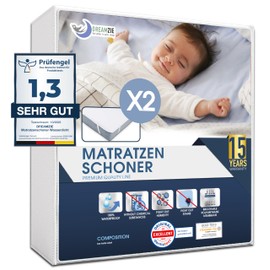 Mattress Protector 60 x 120 cm Waterproof (Set of 2) Oeko-Tex Certified by Dreamzie Breathable Mattress Topper