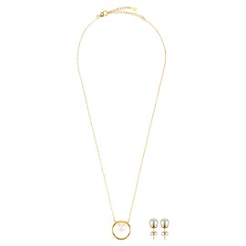 Miraval Women's Jewellery Set Necklace and Stud Earrings Real Silver Adjustable 925 Sterling Silver / Gold with Lobster Clasp in Elegant Gift Box, Sterling Silver