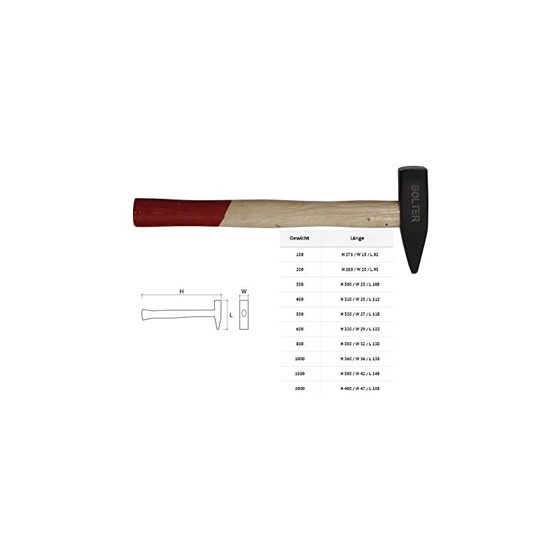 Engineer's Hammer 800 g with Wood Handle HAMMER NEW Bolter