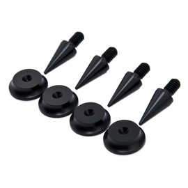 Precisiongeek Speaker Spikes and Pads Set, Aluminium, Black, Spikes M6, 10 mm Diameter, Cone, 5 Radius Shape, 20 mm Diameter, Set of 4 Spikes and 4 Pads