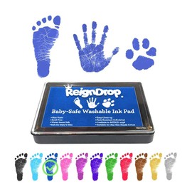 ReignDrop Ink Pad For Baby Footprint & Handprint - Creates Impressive Long Lasting Keepsake Stamp for Infant & Kids. Smudge Proof, Easy to Wipe Off Skin, Safe & Gentle Acid Free(Dark Blue)