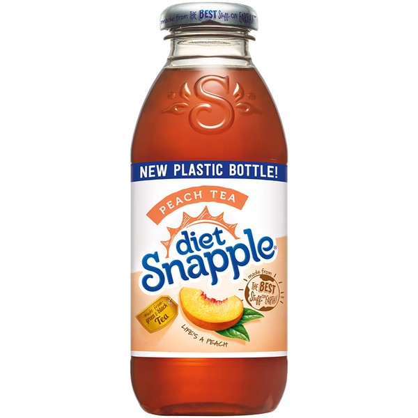 Diet Snapple Peach Tea, 16 fl oz (12 Plastic Bottles)