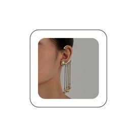 Xduargs Punk Skull Ear Climber Earrings Gold Skull Cuff Wrap Crawler Earrings Vintage Skull Head Tassel Chain Earrings Gothic Skeleton Skull Ear Cartilage Earrings Jewelry for Women