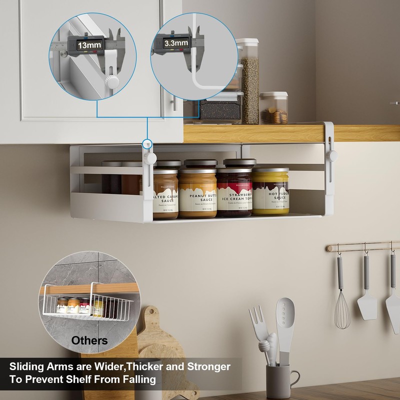 AmonHouseware 2 Pack Under Shelf Storage Basket Organizer,Adjustable Hanging Under