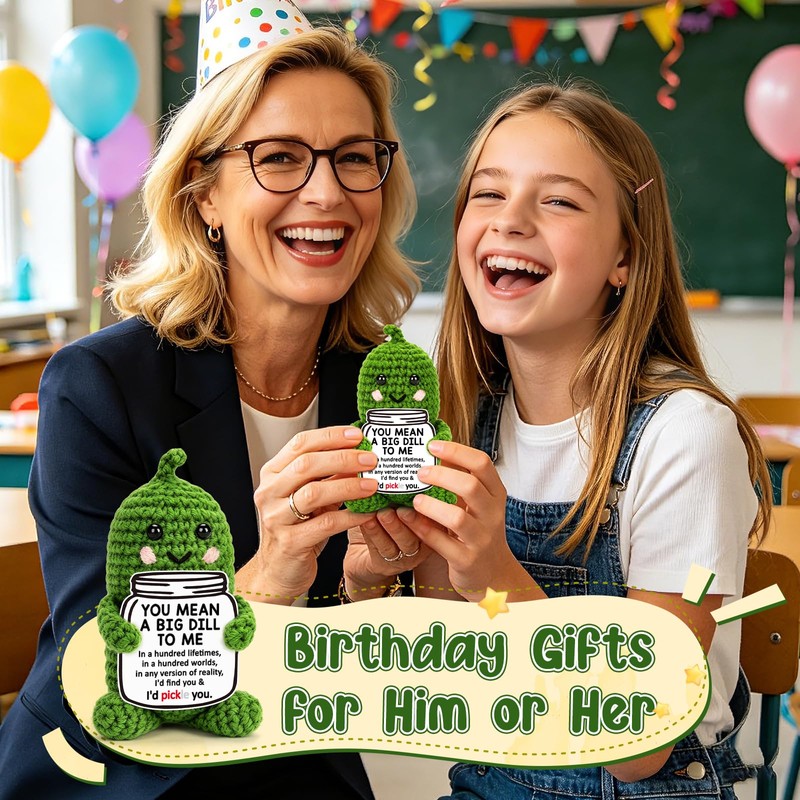 Positive Crochet Pickle Birthday Gifts for Men Women Best Friends