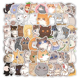 For Cat Stickers, Set of 60, Cute Anime for Cat Stickers, Waterproof Decal, Cute Fashion, Cartoon, DIY Stickers, Diary, Suitcase, Suitcase, Guitar, Car, Water Bottle, Bicycle, Skateboard, Motorcycle,