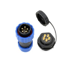 HangTon SD20 Waterproof Aviation Circular Plastic Connector for Outdoor Power System LED Lighting (5 pin, Male Plug and Female Panel Socket)