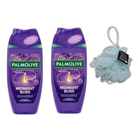 Palmoliv Aroma Midnight Bliss Shower Gel 250ML Twin Pack Calming Lavender With Free Beauty Body Puff(Any Colour)