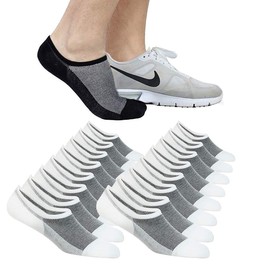 No Show Socks Ankle Low Cut Socks for Mens, Non Slip, 8 Pairs 16 Pairs (8 Pairs (White), S/M(US Men shoes size 6-10/Women size 8-12))