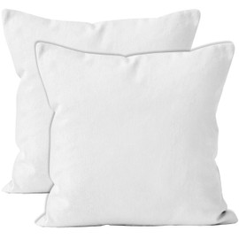 Encasa Cotton Throw Pillow Covers Set of 2 I 16x16 in (40x40 cm) - White I No Insert I Plain Square Pillowcases I Machine Washable | Indoor Use Only