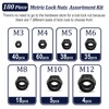 ZQZ 180 Pack Black Locknuts Assortment Kit, M3 M4 M5