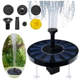 Springbrunnen Solar Garten, Solarspringbrunnen Aussen, Solarbrunnen für Draussen, Solar Teichpumpe Schwimmender und Stützfüße Springbrunnenpumpe Solar Wasserpumpe Fontäne Brunnen für Vogeltränke Teich