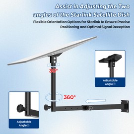 Adjustable Starlink Gen 3 Mount, Starlink Pole Mount, Extension-Type Heavy Duty Starlink Long Wall Mount with 0-30° Adjustable Starlink Gen 3 Pipe Adapter for Starlink Internet Kit Satellite
