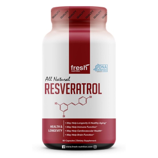 Resveratrol Supplement - Strongest DNA Verified - Natural, Pure and Potent Polyphenols Supplement - Vegan Friendly, Non GMO, Soy and Gluten Free
