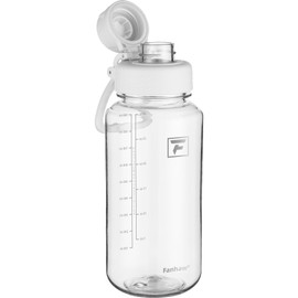 Fanhaw 32 oz Clear Water Bottle with Fast-Flow Spout Lid, BPA-Free Tritan, Wide Mouth, Leakproof, Reusable Bottle for Gym, School, Office, Travel (Clear&White)