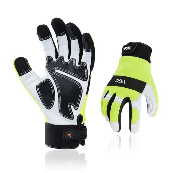 Vgo... 1-Pairs Safety Work Gloves,Mechanics Gloves,Multi-purpose Gloves,Goat leather Gloves,Rigger Gloves,Medium