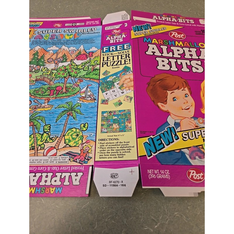 Post 1990's Post Marshmallow Alpha-Bits Cereal Box, Super Swirled ,