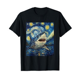 Funny Shark - Van Gogh Style - Starry Night T-Shirt