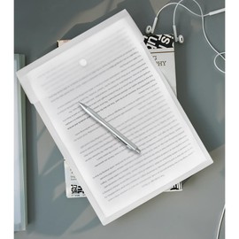 VANRA Vertical File Folders Poly Filing Envelope Plastic Project Folder with Snap Button Closure for A4 Letter Size Paper (Pack of 5,Transparent)