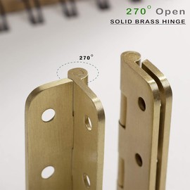 Keenkee 4 PCS Brushed Solid Brass Butt Hinges 2 Inch for Cabinet Doors, Trunks, Wood, Chest Lid, Crafts, Jewelry Box and Small Wooden Boxes, Furnitures, Round Corner Mortise Brass Hinge with Screws