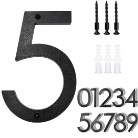10 Inch House Numbers Large Floating Address Numbers, Modern House Numbers Black Acrylic House Number Sign Address Plaque for House Outside (5, 10 INCH)