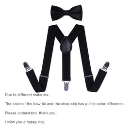 Kids Suspender Bow Tie Sets - Adjustable Braces With Bowtie Gift Idea for Boys and Girls by WELROG(Black)