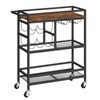 MAHANCRIS Bar Cart for Home, 3-Tier Serving Cart with Wheels