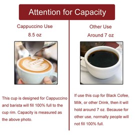 Coffeezone Latte Art Cup and Saucer for Cappuccino and Manual Brew Coffee, New Bone China, Mate for Coffee Shop and Barista (Matte White, 8.5 oz)