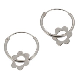 Touch Jewellery 925 Sterling Silver Hoop Earrings With Dangling Daisy Flower Charm