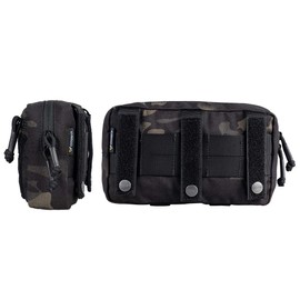 IDOGEAR Tactical Dump Drop Pouch Molle Sub Abdominal Carrying Kit Bag Tactical Pouches with Hook and Loop Panel for Vest 500D Nylon Dual-Purpose (Camo Black)