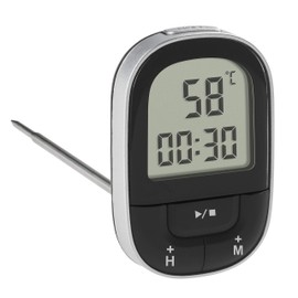 TFA Dostmann Digital Kitchen Thermometer Meat Thermometer Wireless 30.1062.01 Includes Timer and Stopwatch Core Temperature Measure Black Plastic