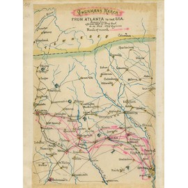 US Civil War Maps Atlanta Georgia Sherman's march from Atlanta to the sea