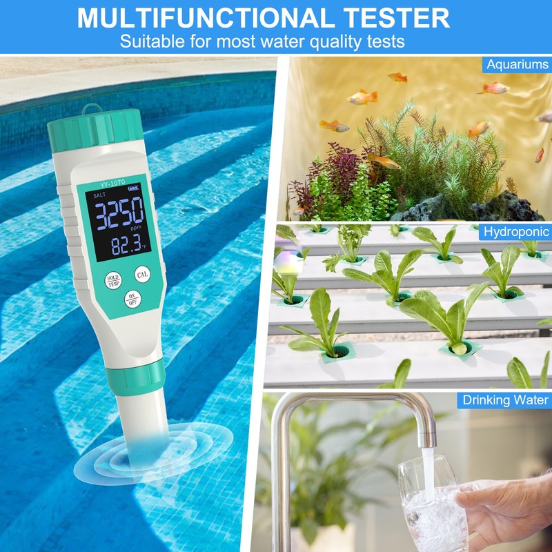 YIYEGO Chlorine and pH Meter Pool Salt Meter, Digital Pool