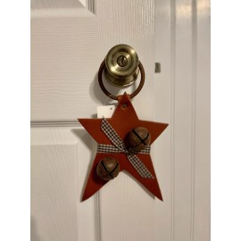 Unbranded BROWN STAR RIBBON Sleigh Bell Rustic Country Bells Holiday Decorations Hanging